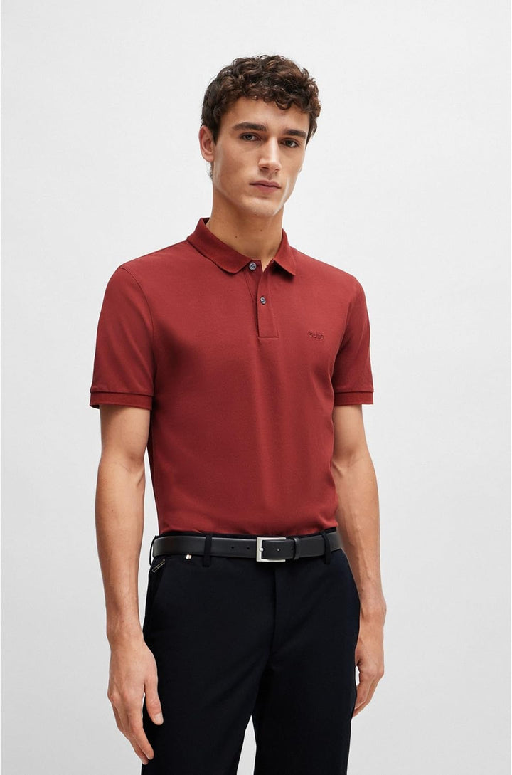 BOSS Herren Pallas Pallas Poloshirt aus Bio-Baumwolle mit Logo-Stickerei S Braun248, S Braun248