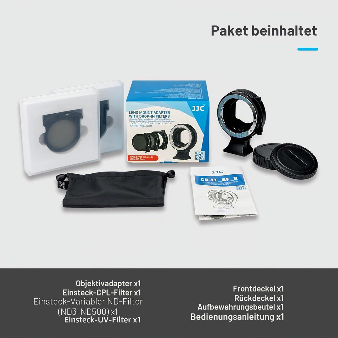 JJC EF - EOS R Adapter mit Drop-In C-PL + Variablem ND Filter, ersetzt Canon Drop-In Filter Mount Ad