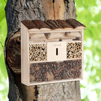 CADOCA® Insektenhotel Bug's Inn 31x30,5x9,5cm Holz wetterfest Garten Bienenhotel Insektenhaus Nistka