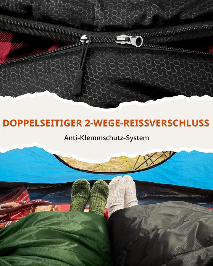 Sportneer Schlafsack Outdoor - Winterschlafsack Flanell 220 x 85 cm Schlafsack Winter mit Abnehmbare