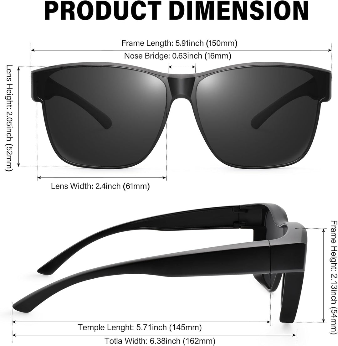 URUMQI Überzieh Sonnenbrille über Normale Brille, Polarisiert Überbrille Sonnenbrille für Brillenträ