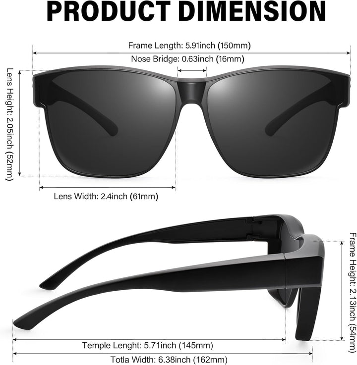 URUMQI Überzieh Sonnenbrille über Normale Brille, Polarisiert Überbrille Sonnenbrille für Brillenträ