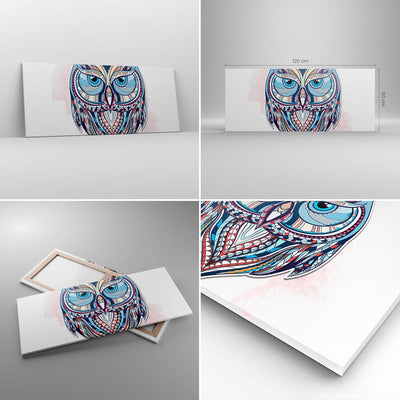 Wandbilder Dekoration Wohnzimmer Owl aztekische Tierwelt Grafik Panorama Bilder auf Leinwand 120x50c