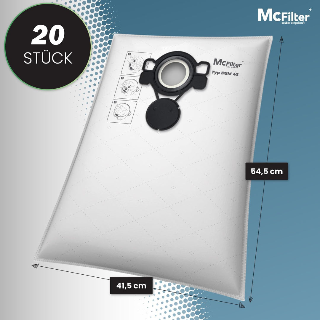 McFilter | 20x Staubsaugerbeutel kompatibel mit MAKITA VC2000L VC2010L VC2012L VC2511L VC2512L VC301