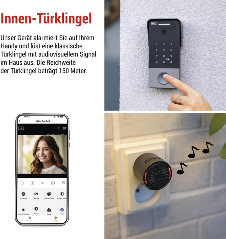EMOS GoSmart Video-Türklingel mit App - 1-Draht Ethernet Verbindung - wasserfeste Smart Home Videokl