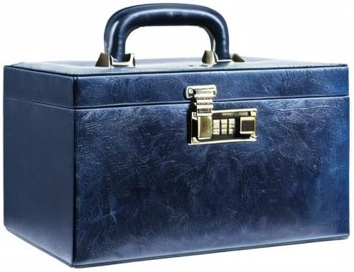 Time Resistance Marineblau Leder-Schmuckkästchen Vollnarbenleder Schmuck Organizer Aufbewahrung von