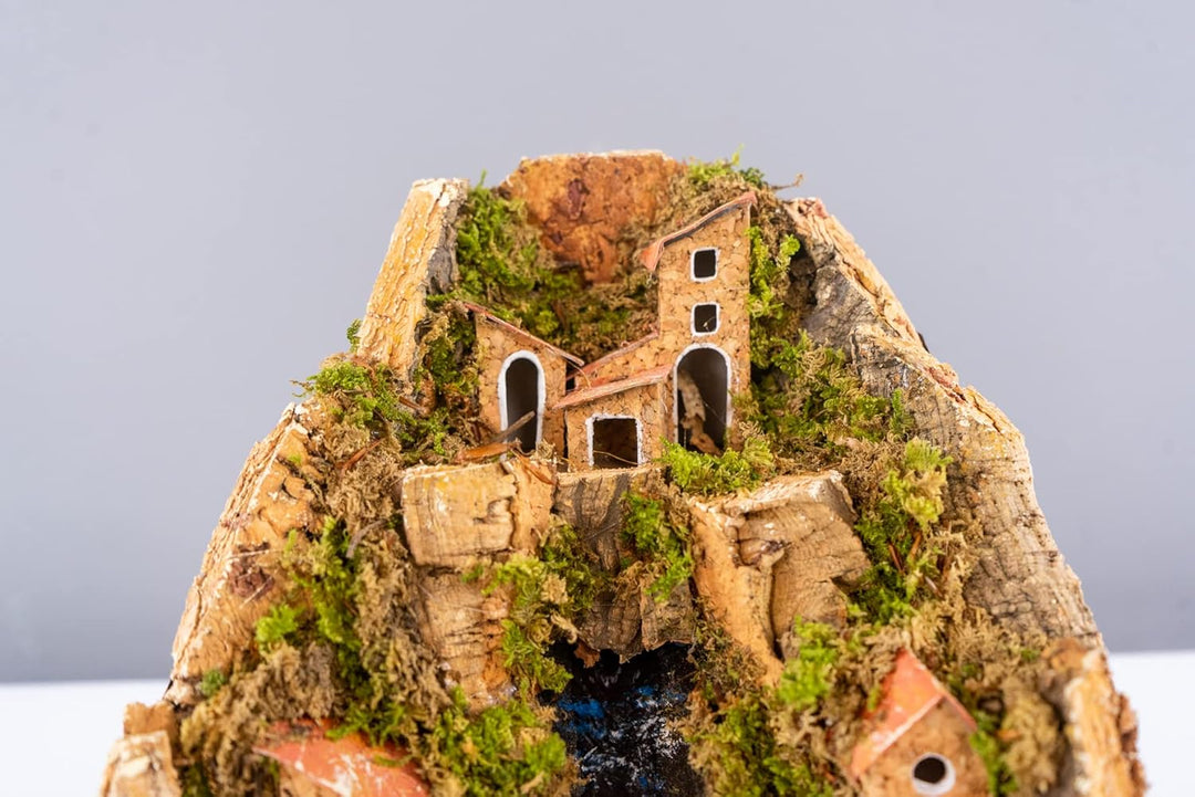 Dorf mit zentralem Bach für Krippe mit Häusern 20 x 14 x 20 cm (7,87 x 5,51 x 7,87 Zoll), hergestell