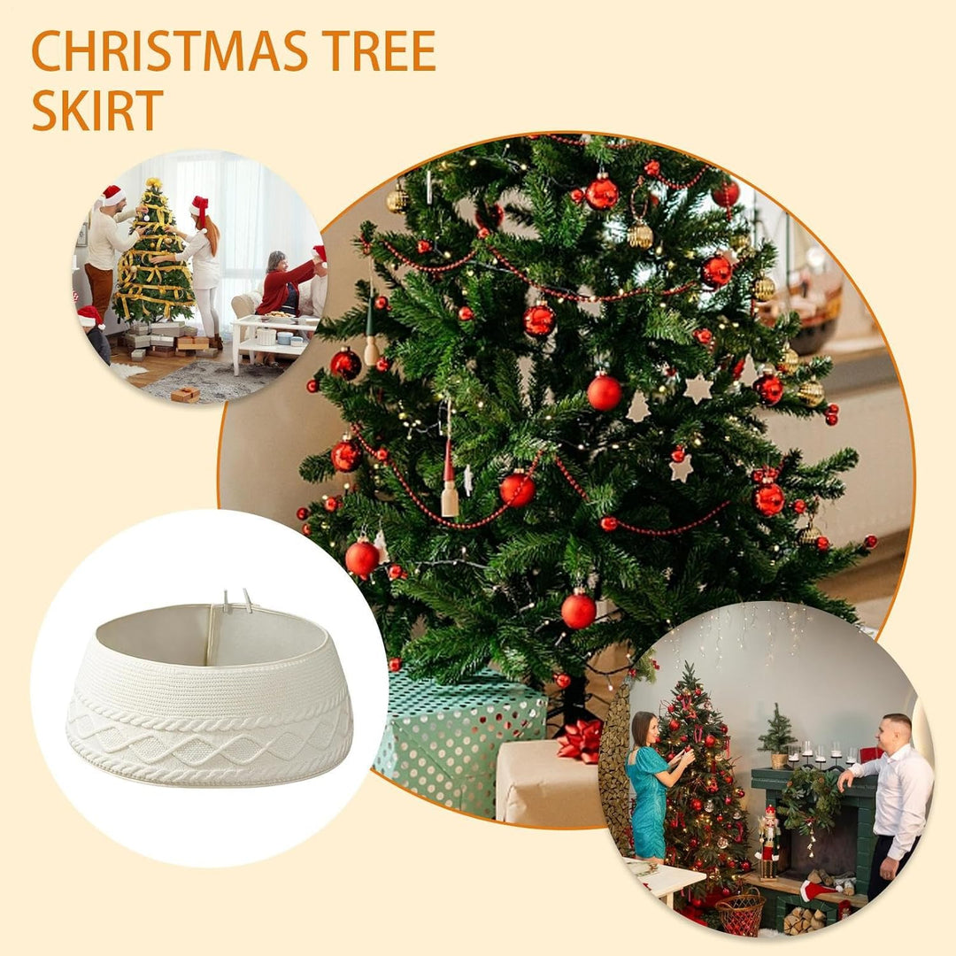Gestrickter Weihnachtsbaum Kragen - Cremeweisse Rustikale Landhaus Alternative Zum Baumständer,Bauer