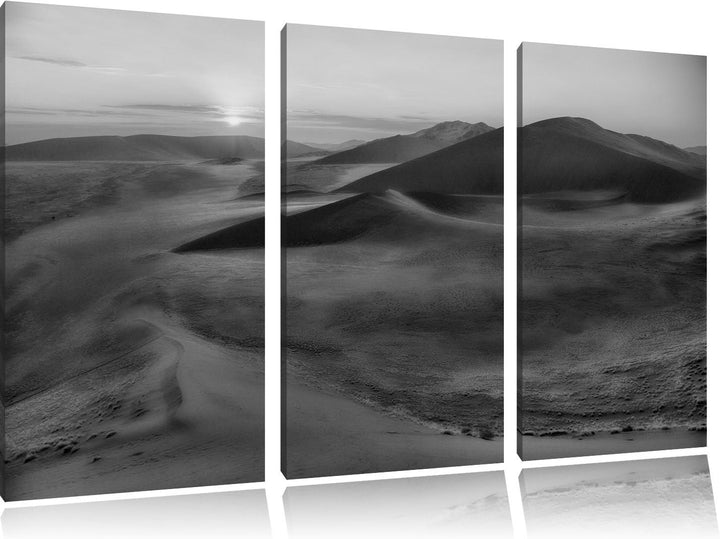 Pixxprint Monocrome, gewaltige Sanddünen 3-Teiler Leinwandbild 120x80 Bild auf Leinwand