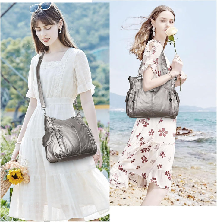 ZOCAI AngelKiss Handtasche Damen Schultertasche Multifunktionale Umhängetaschen Gewaschenes Veganes
