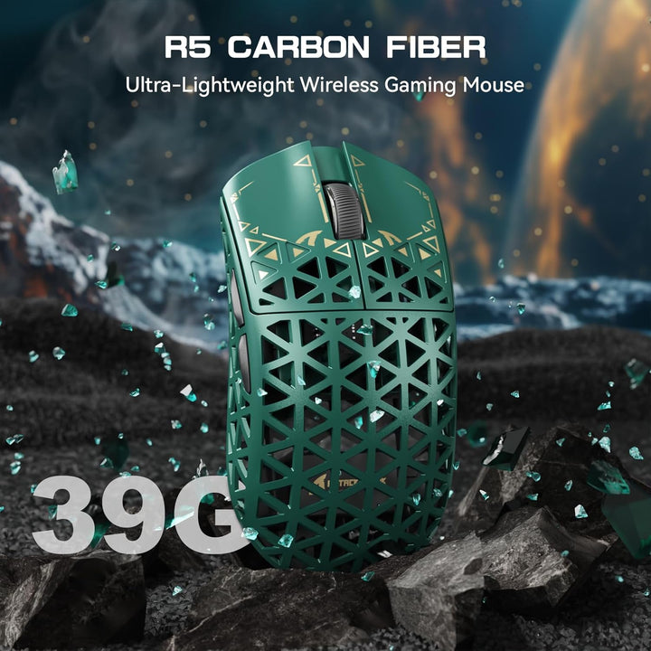 ATTACK SHARK R5 Ultra Carbonfaser HyperSpeed Kabellose Gaming-Maus, 39g ultraleichte Maus, 2,4G/BT/U