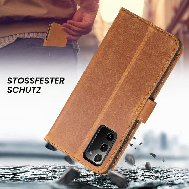 LENSUN Echtleder Hülle für Samsung Galaxy Note 20 Ultra, Handyhülle [Echtes Leder] [Kartenfach] RFID