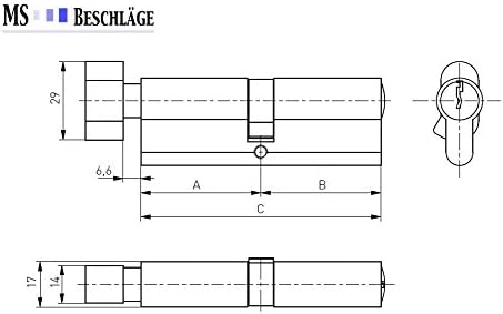 Knaufzylinder Türschloss Profilzylinder mit Knopf Knopfzylinder by MS Beschläge® (Vernickelt, 40x30m