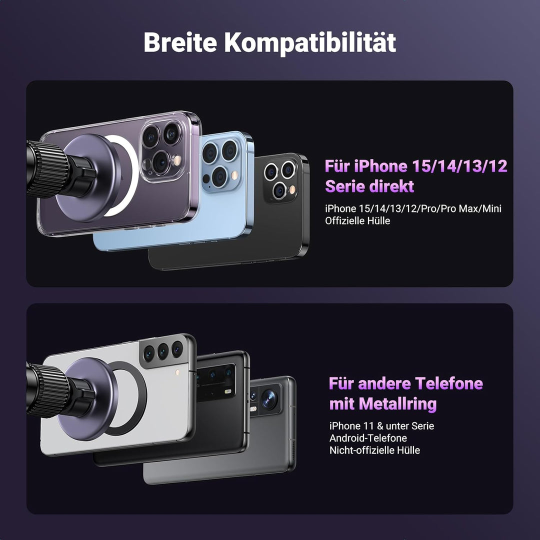 UGREEN MagSafe Autohalterung 2 in 1 Handyhalterung Auto Magnet 360° Drehbar Kfz Handyhalterung Auto
