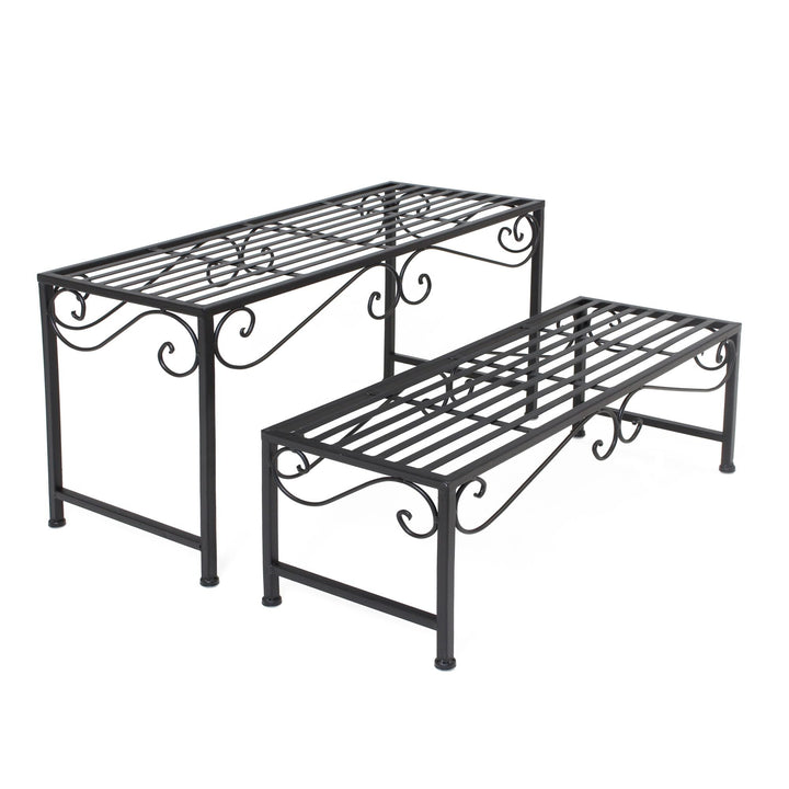 FRANK FLECHTWAREN Metall-Bank Ranken, 2er Set, Masse: 64 x 24 x 25 cm, 68 x 28 x 40 cm