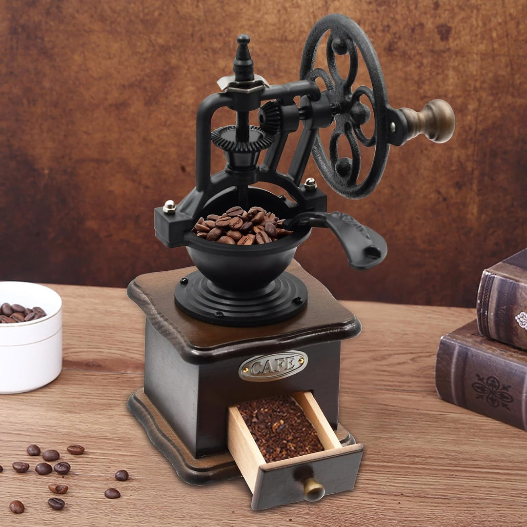 Manuelle Kaffeemühle, Vintage-Stil hölzerne Kaffeemühle Walze Getreidemühle Handkurbel Kaffeemühlen