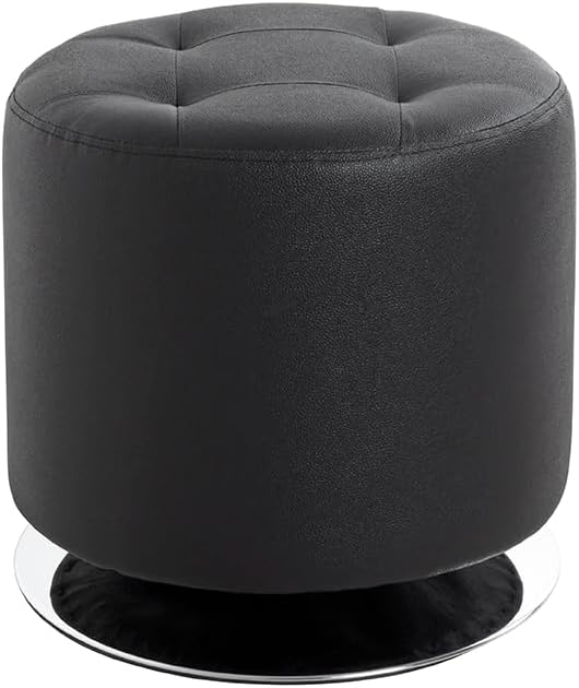 HAKU Möbel Hocker, Kunstleder, chrom-schwarz, Ø 40 x H 40 cm Chrom-schwarz H: 40 x Ø 40, Chrom-schwa