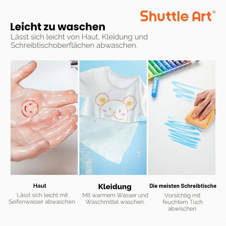 Shuttle Art Tempera Malstifte, 40 bunte feste Tempera Gouache farbstifte für Kinder, schnell trockne