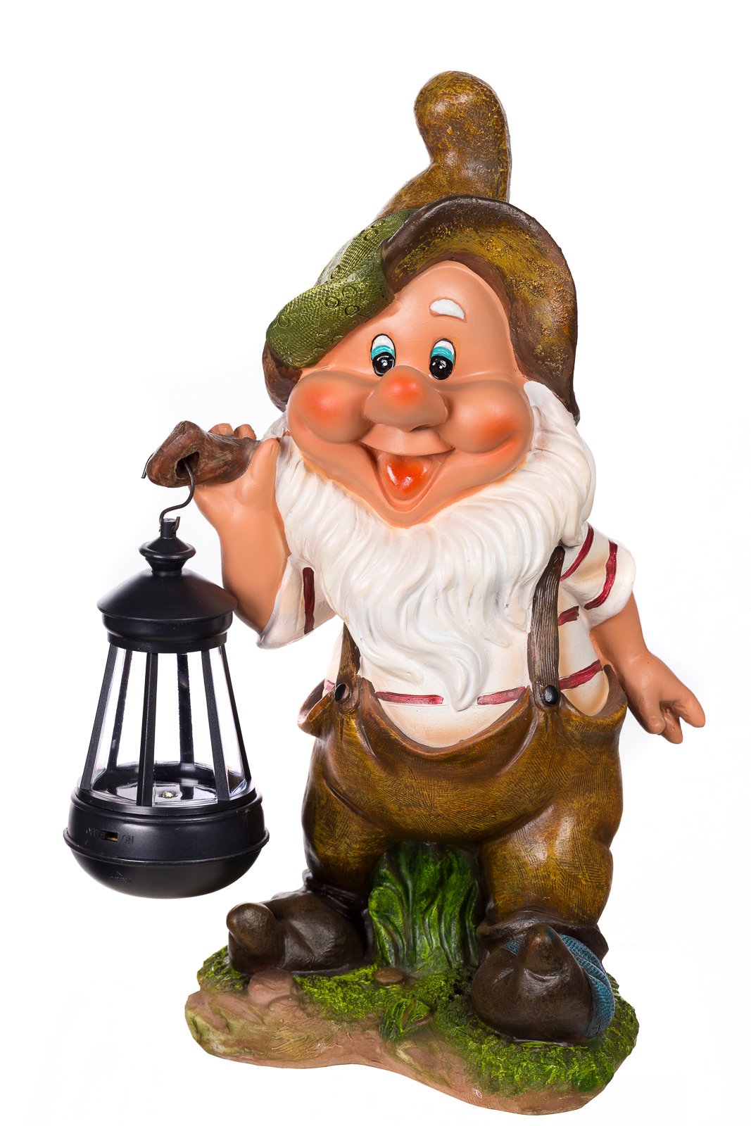 Birendy Figur, Zwerg, Gartenzwerg Gartenwichtel mit Solarlampe NF11021-2D 37 cm Schaufel Led H:37cm,