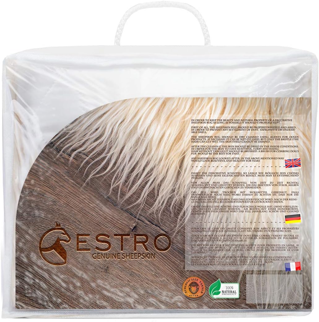 ESTRO | Echt ISLÄNDISCHER Schaffell Lammfell Teppich | Glänzend und luxuriös | Farbvielfalt ESI (Ros