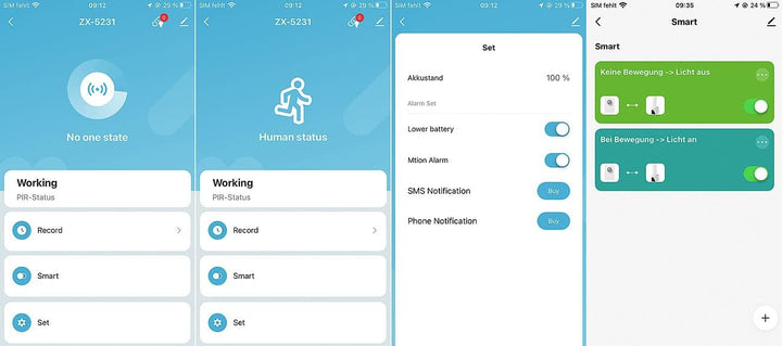 Luminea Home Control Durchgangsmelder: 4er-Set ZigBee-PIR-Bewegungsmelder, 8 m Reichweite, App (Bewe