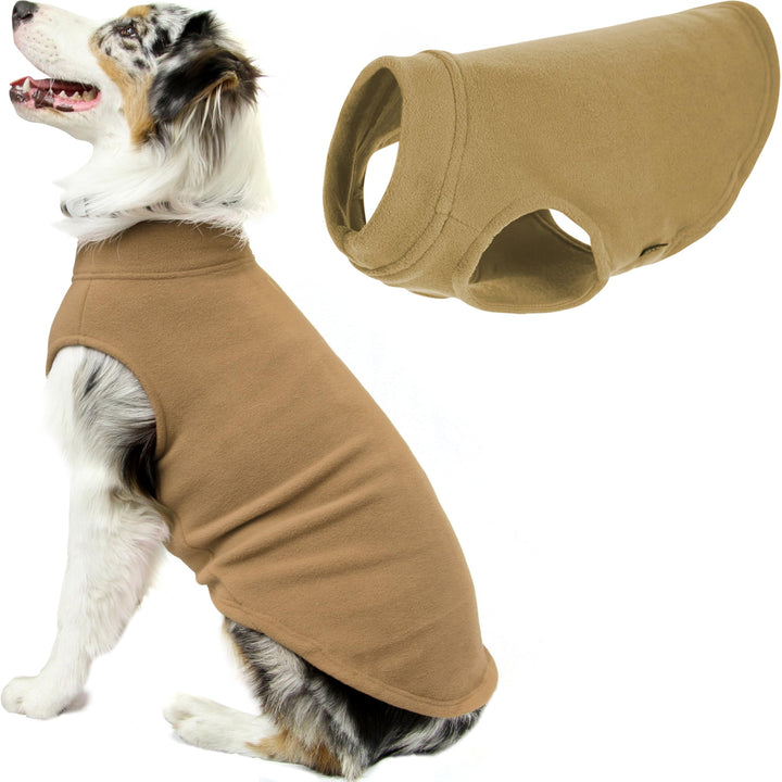 Gooby - Stretch Fleece Vest, Pullover Fleece Vest Jacket Sweater for Dogs, Sand, 5X-Large sand 5X-La