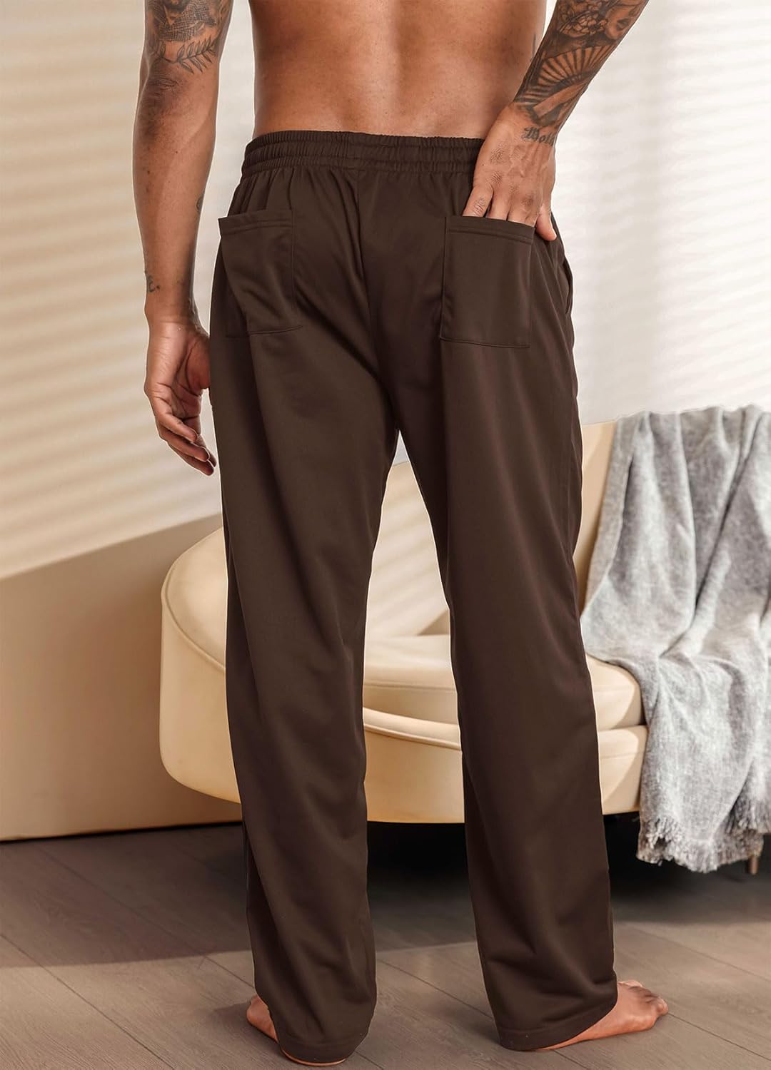 Halfword Jogginghosen Herren Trainingshose Lang Sweathose Atmungsaktiv Sporthose Yoga M Braun, M Bra