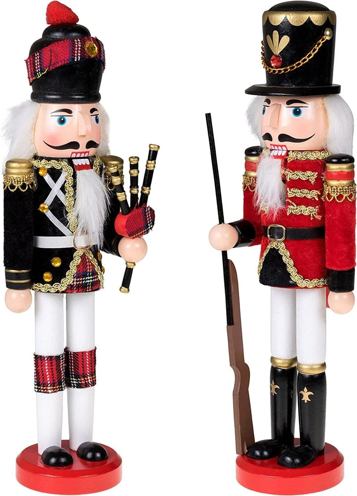 KAHEIGN 2Pcs Nussknacker Figuren Holz Nussknacker Soldaten, 30cm Traditionelle Weihnachten Nussknack