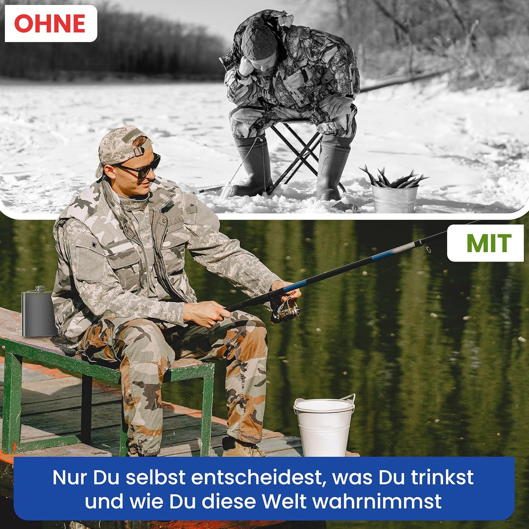 0,5 L Flachmann Trinkflasche aus Edelstahl Silber mit Schraubverschluss - Auslaufsicher mit 500 ml F
