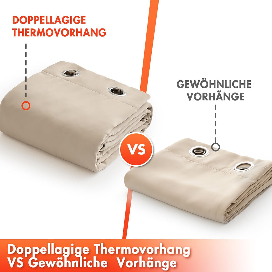 MIULEE Vorhänge Doppellagige Thermovorhang Gegen Kälte und Hitze, 1 Stück Dicker Thermovorhang Kälte