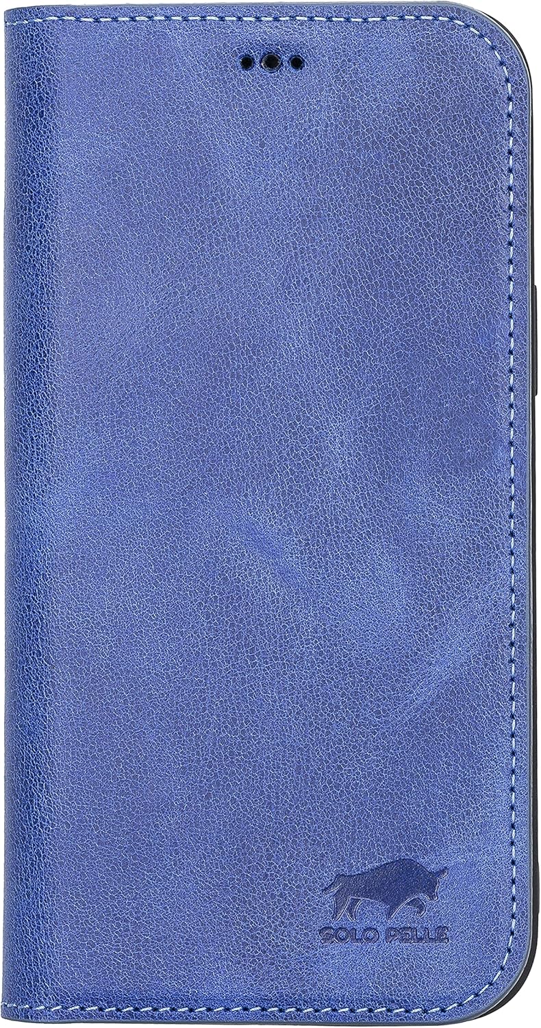 Solo Pelle aufklappbare Lederhülle kompatibel für iPhone 13 Pro in 6.1 Zoll inkl. 1 Kartenfach für d