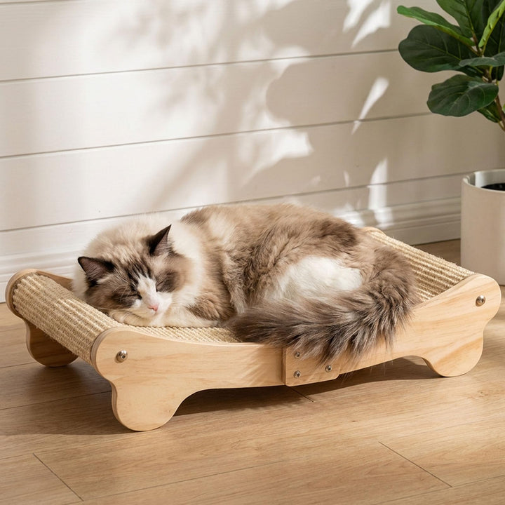 Sisal Kratzbretter Katze mit 160° Bogenform – Katzen Kratzbrett aus natürlichem Sisal &amp; Massivholz,