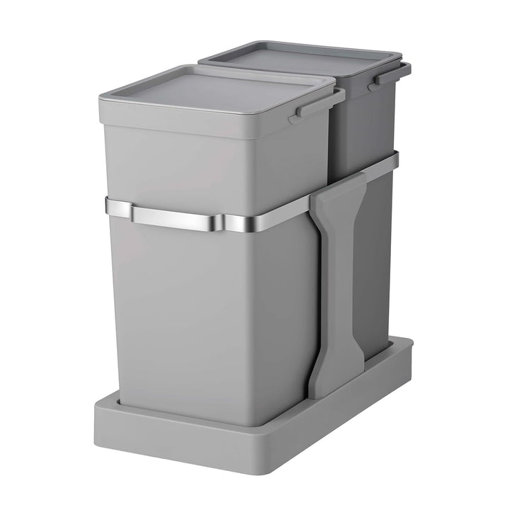 EKO Ausziehbarer recycelbarer Küchenmülleimer für die Küche, 20 l und 15 l, mit 2 Fächern | Abfallei