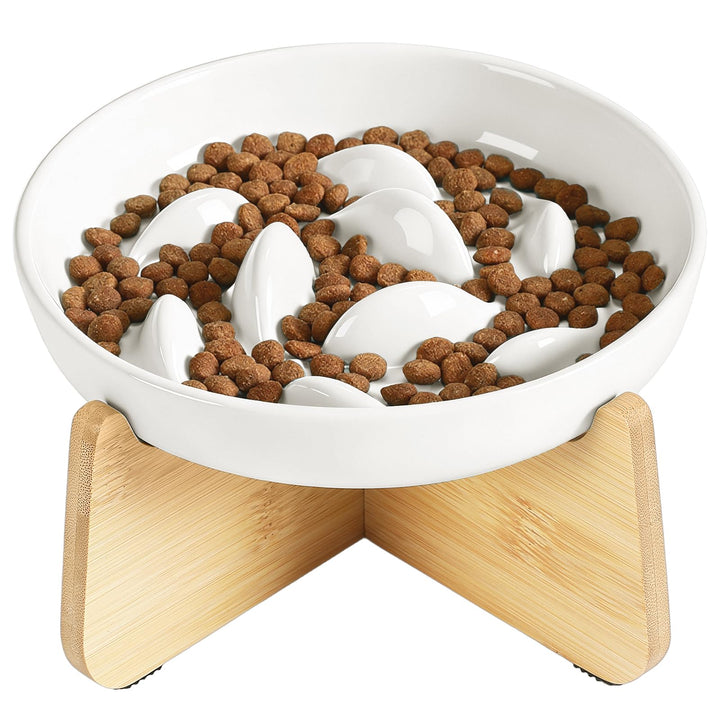 PETTOM Anti Schling Napf Katze Erhöht, Keramik Antischlingnapf Katze, Slow Feeder Katze Nassfutter,