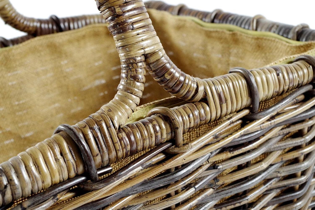 Kobolo Holztrage Holzkorb für Kaminholz - aus Rattan mit abnehmbaren, 51x40x28