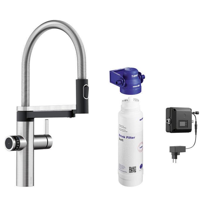 BLANCO drink.filter EVOL-S Pro PVD Steel | Wasseraufbereitungssystem | Veredeltes gefiltertes Wasser