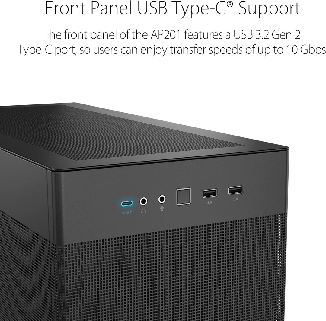 ASUS Prime AP201 MicroATX PC-Gehäuse (33 Liter, unterstützt 360-mm-Kühler, Grafikkarten bis 338 mm L