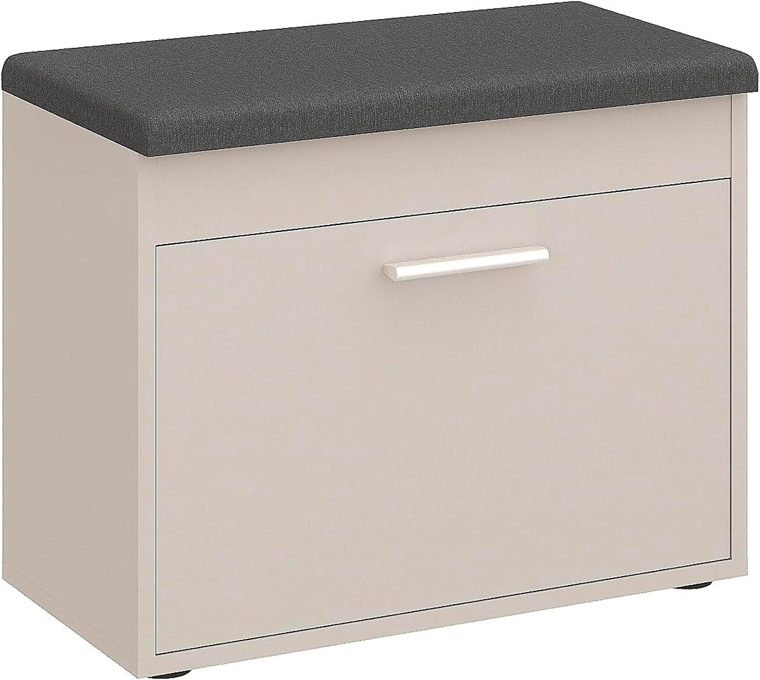 KOMTO Schuhbank mit Sitzfläche Cashmere – Schuhschrank mit Sitzbank, Schuhbank mit Klappe, Schuhrega