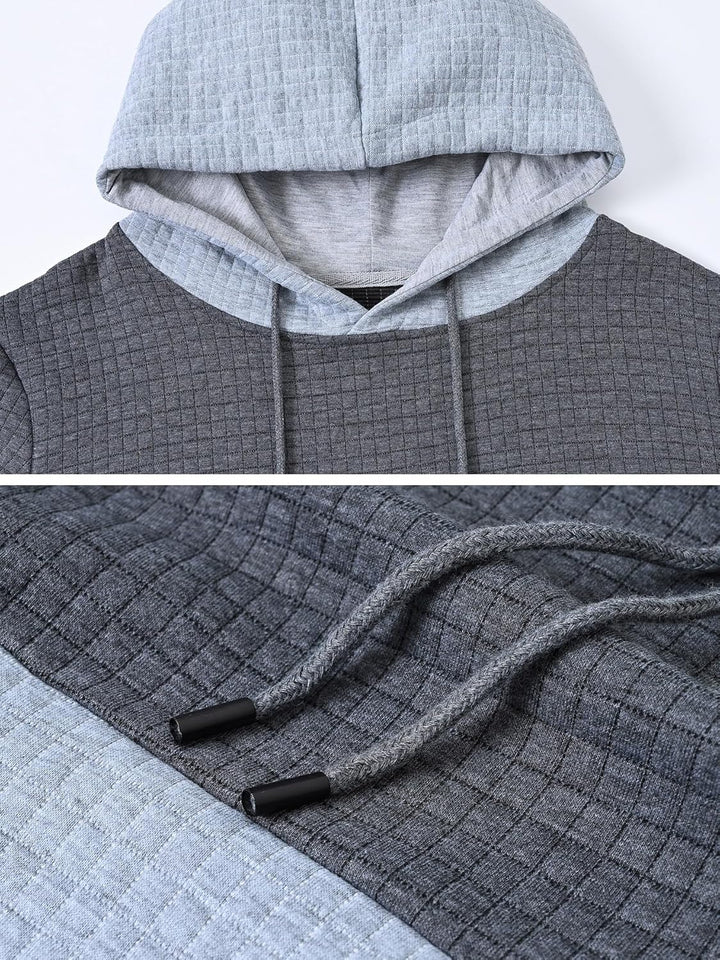 YuKaiChen Herren Pullover Herren Patchwork Hoodie Langarm Jacquard Kaputzenpullover Farbblock Sweats