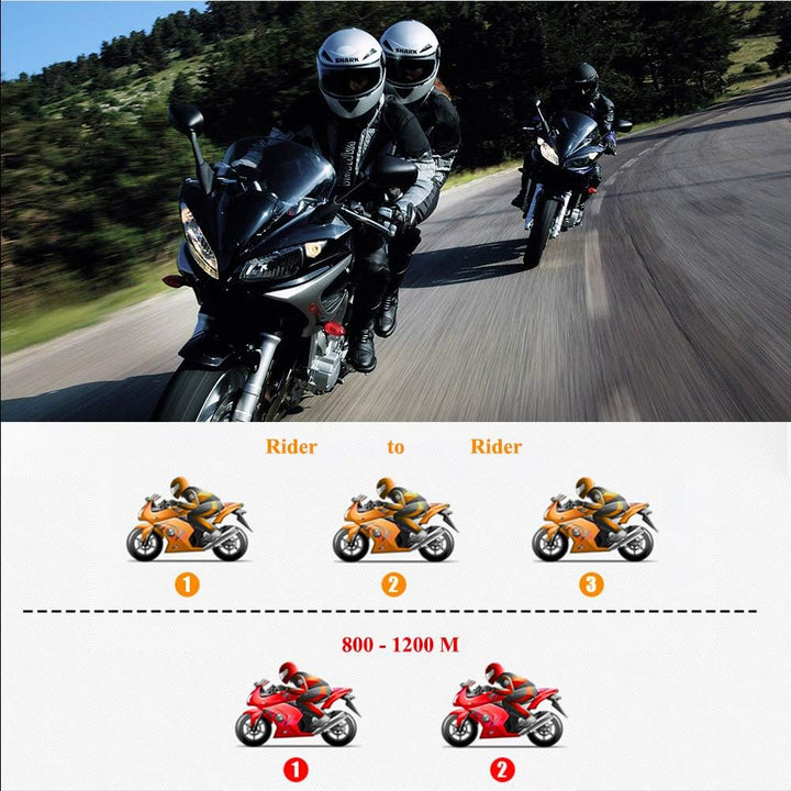 BT-S3 1000m Motorrad-Intercom-Helm-Headset Echtzeit-Kommunikationssysteme Freisprech-FM-Radio wasser