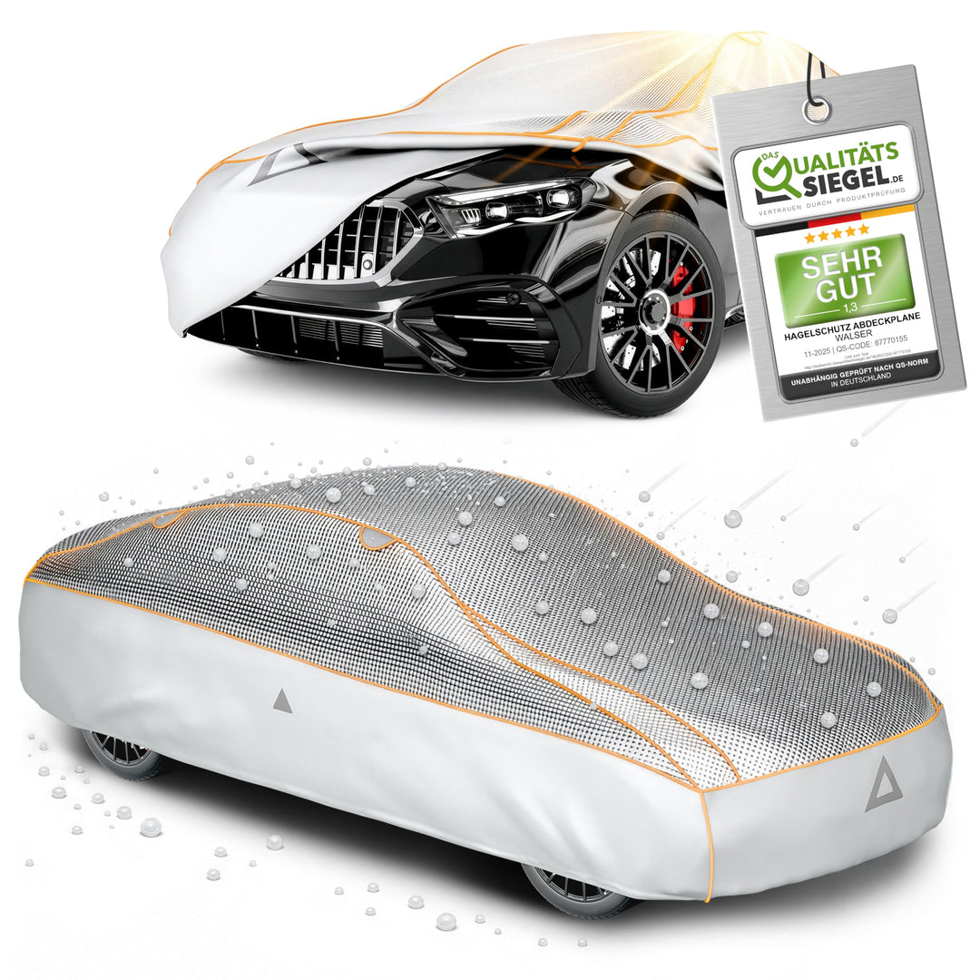 WALSER Premium Hagel- &amp; Hitzeschutz Abdeckplane Auto, Auto Hagelschutzplane EPE Sun Protect - reduzi