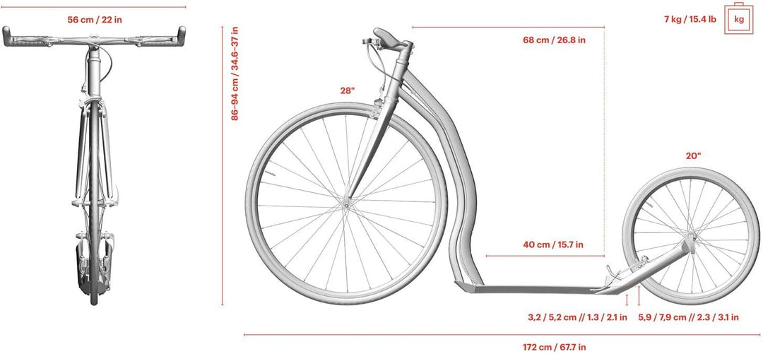 Yedoo Wolfer Tretroller - bis 120 kg, Kickscooter mit Luftreifen 28/20 - Scooter Roller für Erwachse