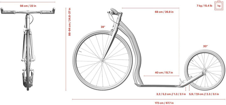 Yedoo Wolfer Tretroller - bis 120 kg, Kickscooter mit Luftreifen 28/20 - Scooter Roller für Erwachse