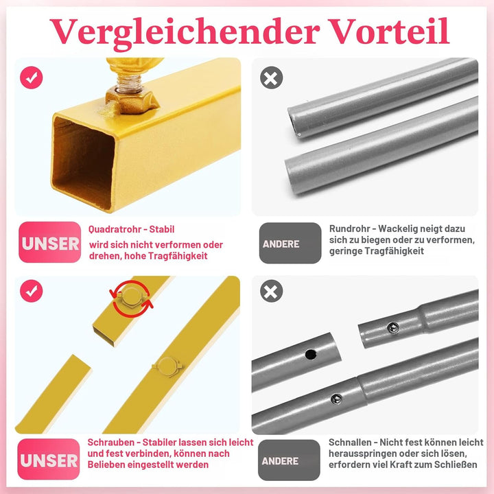 Wokceer 2 m quadratischer Bogen-Hintergrundständer, Goldener Metall-Hochzeitsbogen für Geburtstag, P