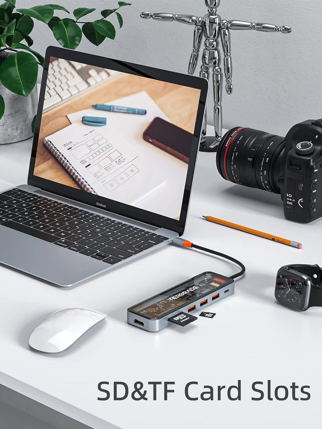 Tiergrade USB C Hub, 7 in 1 USB C auf HDMI Adapter mit 4K HDMI, 100W PD, 3 USB-A Port, TF/SD-Kartenl