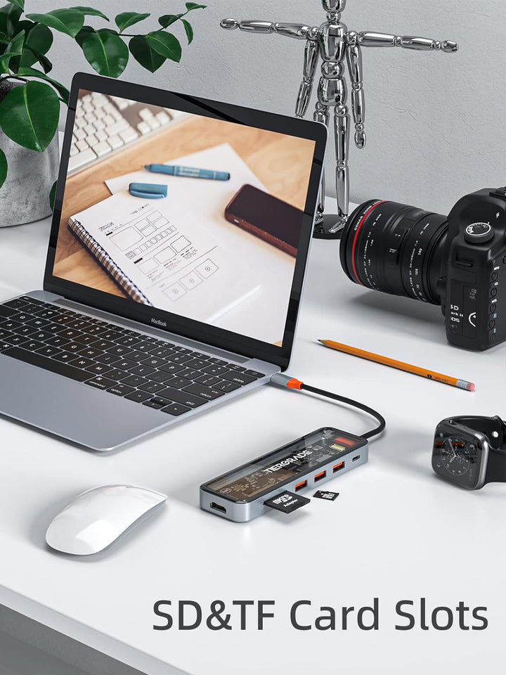 Tiergrade USB C Hub, 7 in 1 USB C auf HDMI Adapter mit 4K HDMI, 100W PD, 3 USB-A Port, TF/SD-Kartenl