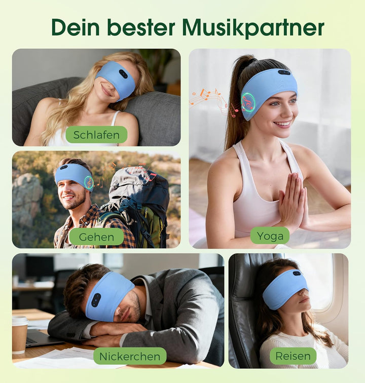 MUSICOZY Schlafkopfhörer Stirnband Bluetooth,Verbessert Kopfhörer Stirnband aus hautfreundlicher Bam