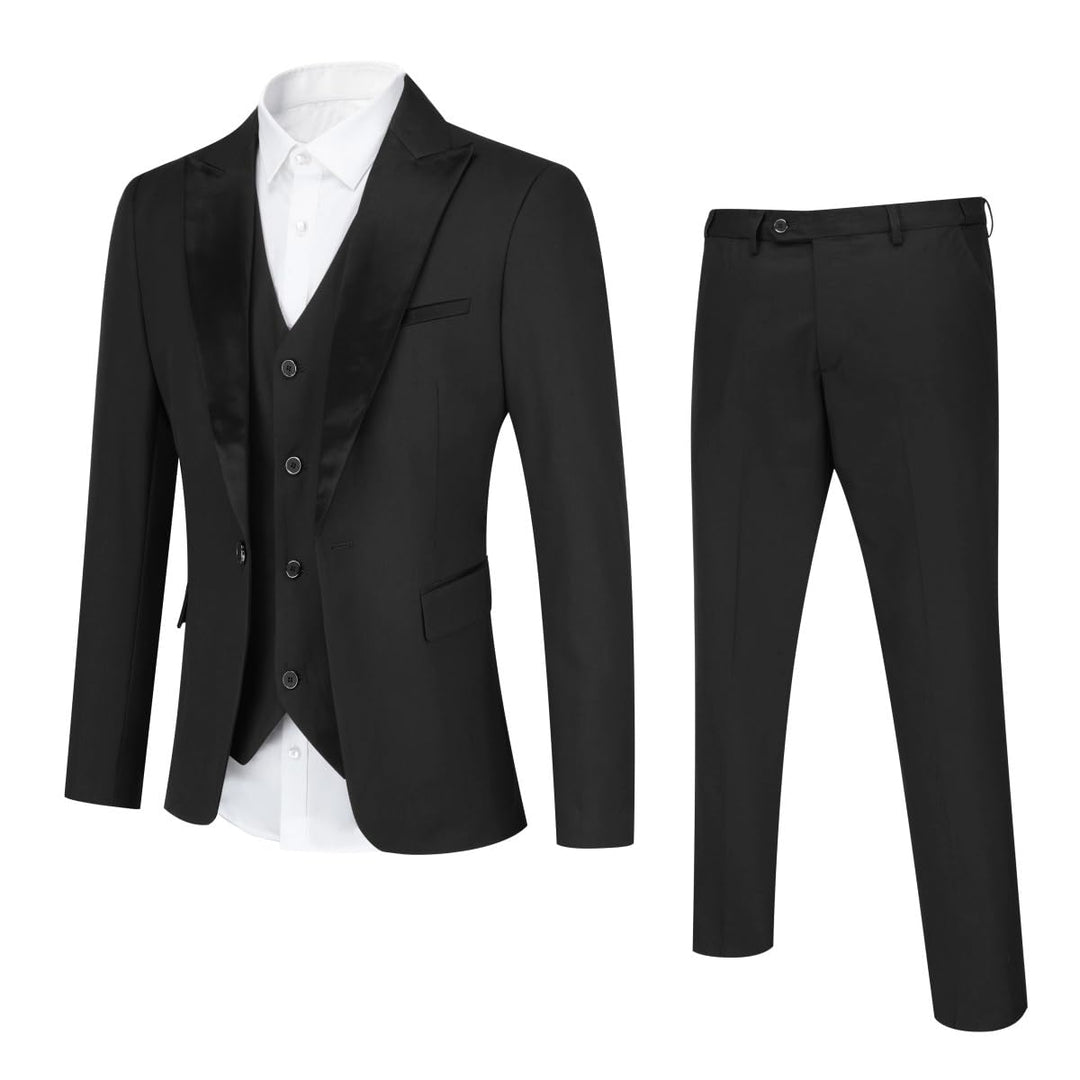 YOUTHUP Anzug Herren Regular Fit 3 Teilig Anzüge Peak Lapel Morden Herrenanzug Business Hochzeit Smo
