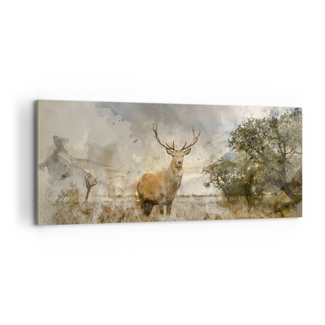 Wandbilder Dekoration Wohnzimmer rotwild natur Panorama Bilder auf Leinwand 120x50cm Leinwandbild mi