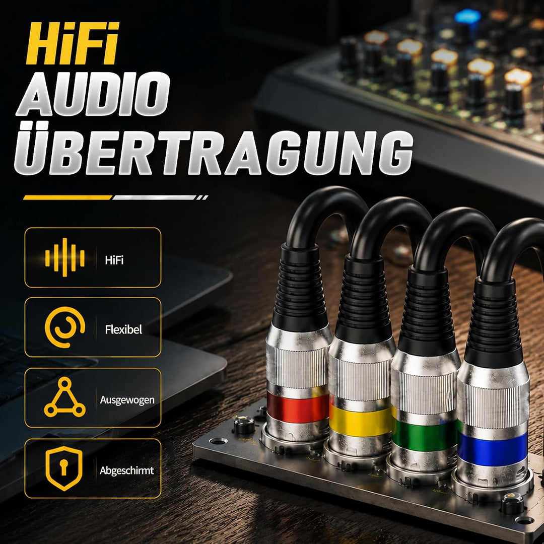 DMX Kabel, Mikrofonkabel 4er-Pack 3M XLR Männlich zu Weiblich Symmetrisch Abgeschirmt für Studioaufn